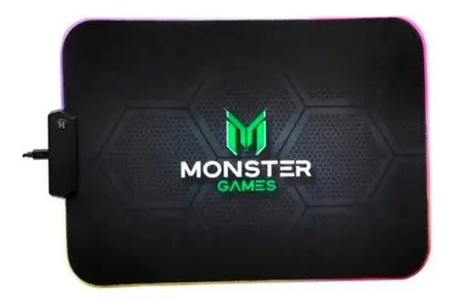 MousePad Gamer Monster PA351 Speed 35x25cm  Iluminación RGB 3 Modos Base Antideslizante Conexión Micro-USB