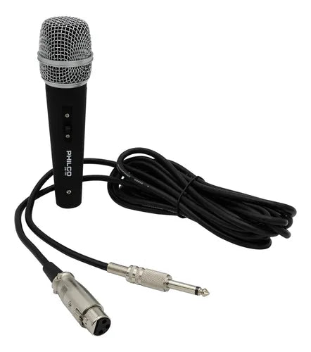 Micrófono Audio Dinámico Unidireccional Philco PR-212 con Cable - Ideal para Karaoke, Podcast y Presentaciones