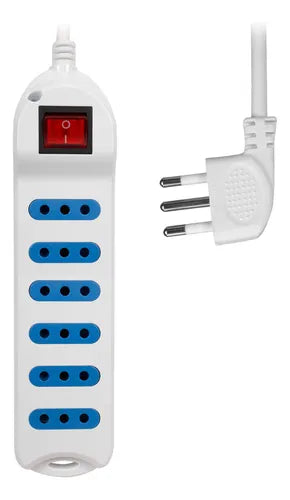 Alargador Philco XT30 6 Tomas con Interruptor - Máxima Capacidad 2500W - Cable 3 Metros - Blanco