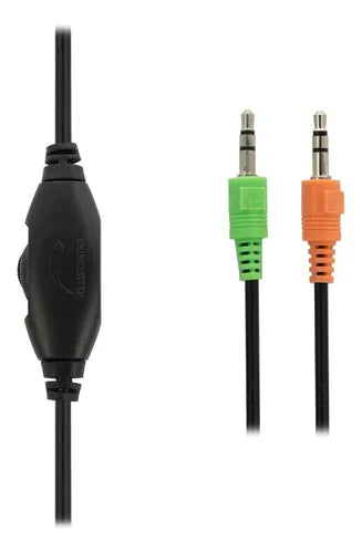 Audífonos Pc  Estéreo DHH-1601 para PC y PS4 - Sonido Envolvente, Micrófono Plegable, Control de Volumen, 2m Cable