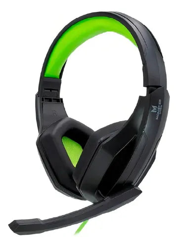 Audífonos Pc Y Consola Gamer Monster 655gr Lofty 40mm Plegables Multiplataforma Color Negro/Verde