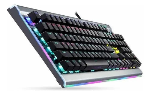 Teclado Pc Mecánico Gamer HP GK520 RGB - Switch Blue Antighosting, Panel Metálico, 104 Teclas Retroiluminadas - Color Negro