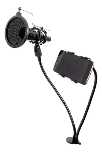 Soporte Celular Profesional Philco para Micrófono y Celular Streaming Negro