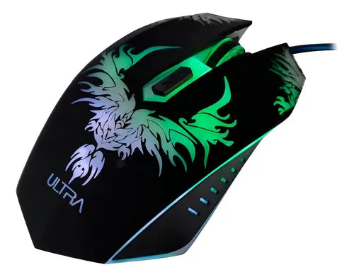 Mouse Gamer Ultra X8 - Sensor 2400 DPI Iluminado , 6 Botones Programables, Diseño Ergonómico para Gaming - Color Negro
