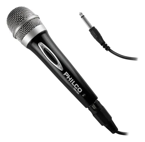 Micrófono Audio Dinámico Unidireccional Philco PR-212 con Cable - Ideal para Karaoke, Podcast y Presentaciones