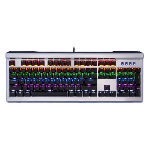Teclado Pc Mecánico Gamer HP GK520 RGB - Switch Blue Antighosting, Panel Metálico, 104 Teclas Retroiluminadas - Color Negro